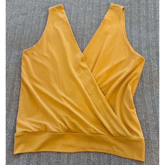 Veronica M Womens Yellow Sleeveless Wrap V-Neck Top S - Picture 3 of 9